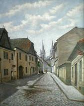 unknow artist A street in Czech town Vysoke Myto with Smekals  bakery oil painting picture